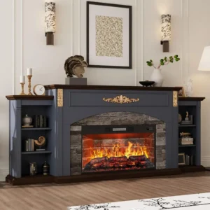 Navy Blue 80 TV Stand with Mantel